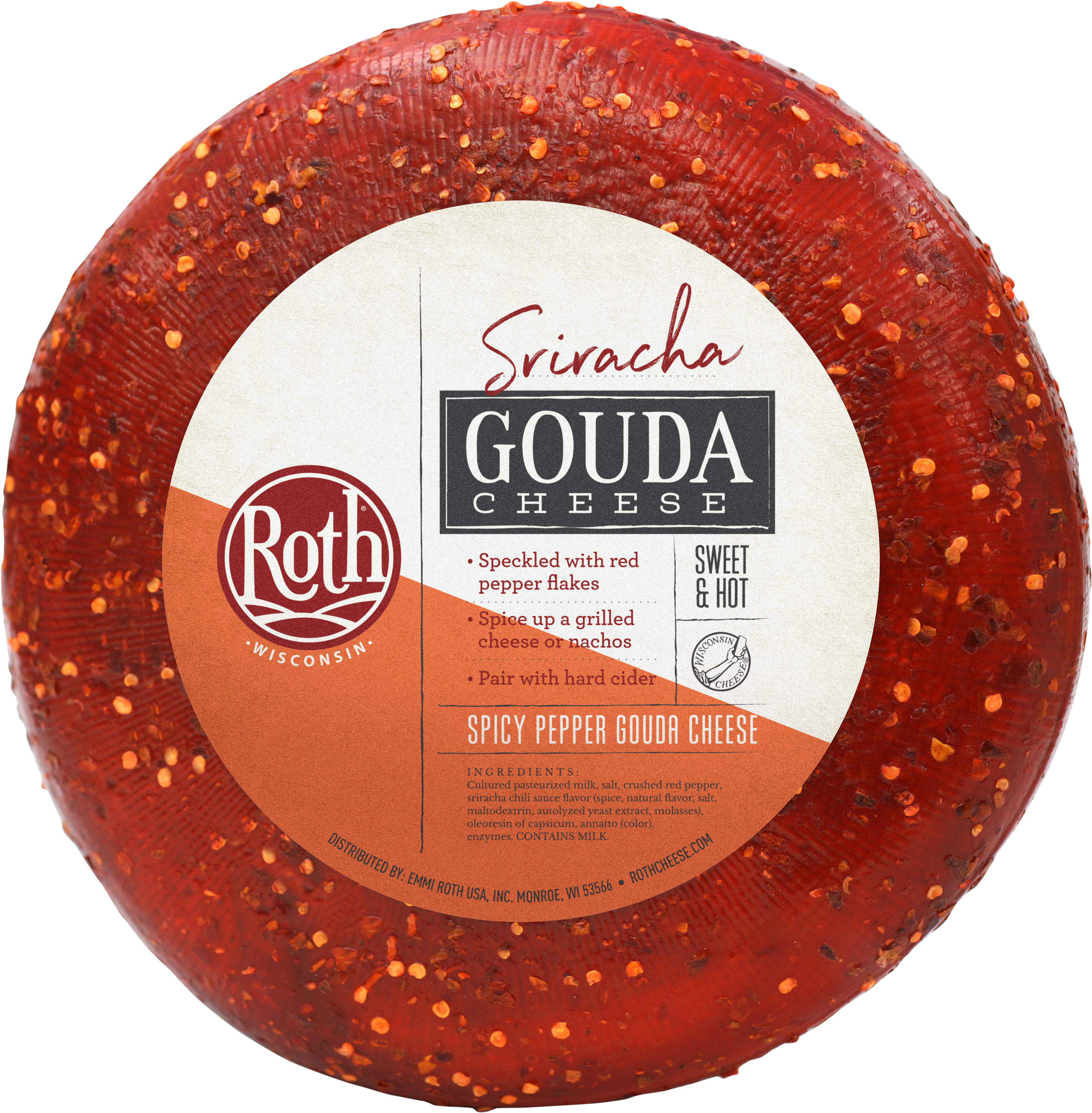 Roth Sriracha Gouda Wheel (4993x3858), Png Download