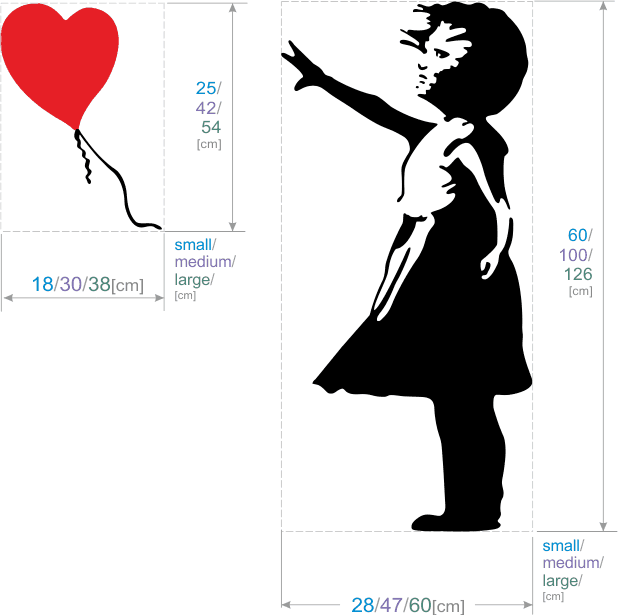 Colours Available - - Banksy Balloon Girl Wall Sticker (618x615), Png Download