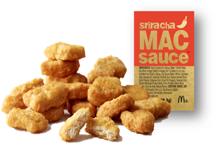 20-piece Chicken Mcnuggets And Sriracha Mac Dipping - Mcdonald's Signature Sriracha Sauce (440x312), Png Download