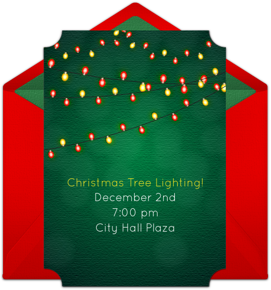 Holiday Lights Online Invitation - Engagement Party (650x650), Png Download