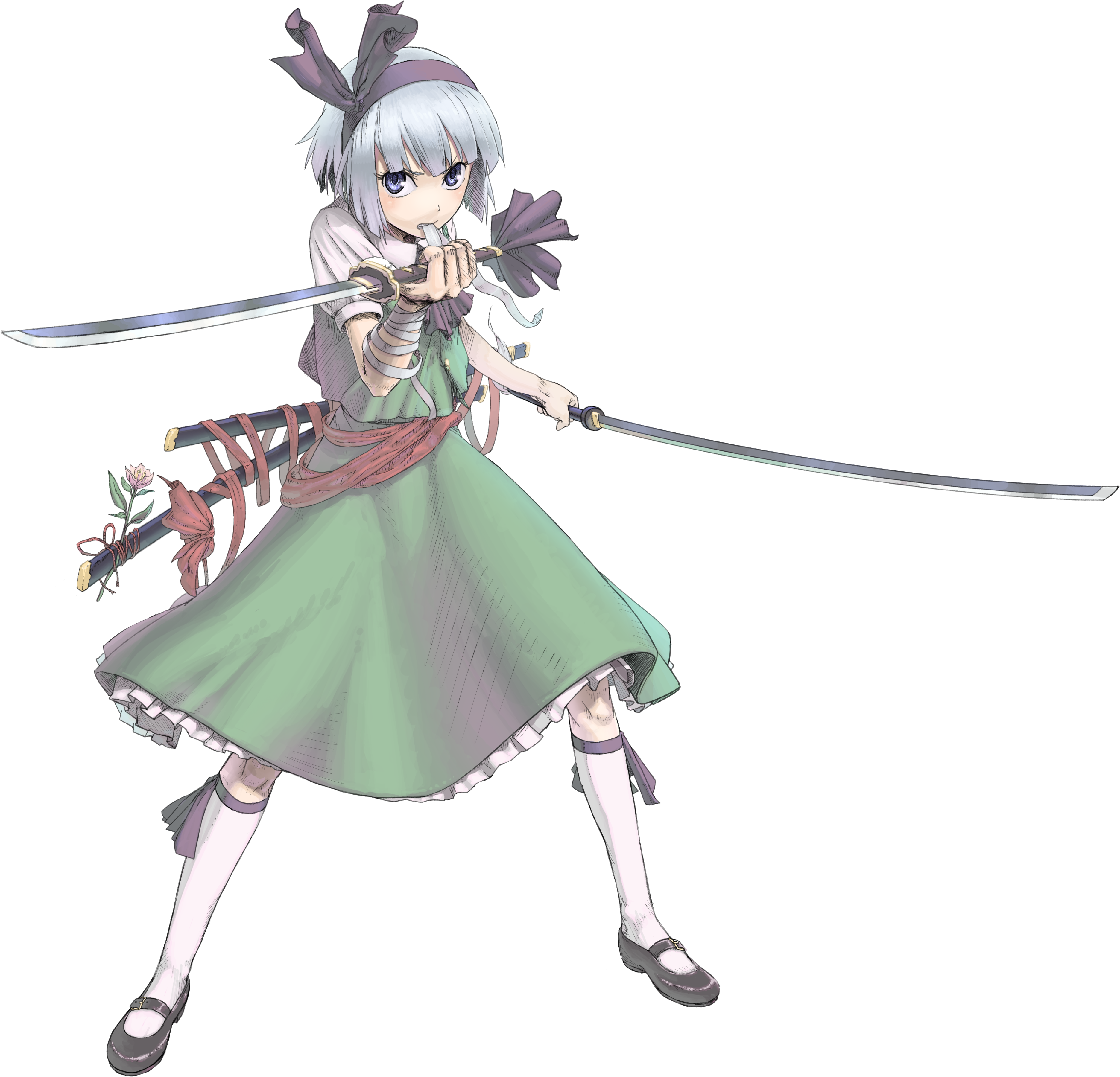 Wallpaper Anime Girls, Anime, Sword, Skirt, Touhou, - Cartoon (3893x4092), Png Download