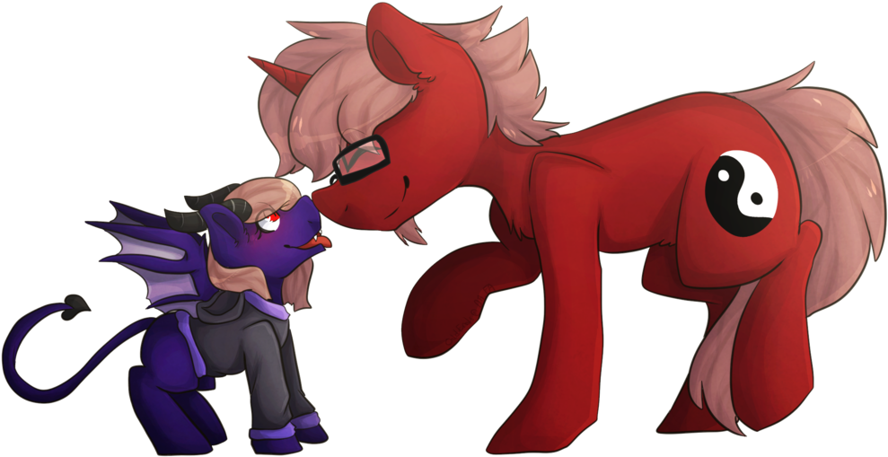 Oddends, Bat Wings, Blue Fur, Brown Mane, Clothes, - Cute Devil Tail (1024x532), Png Download