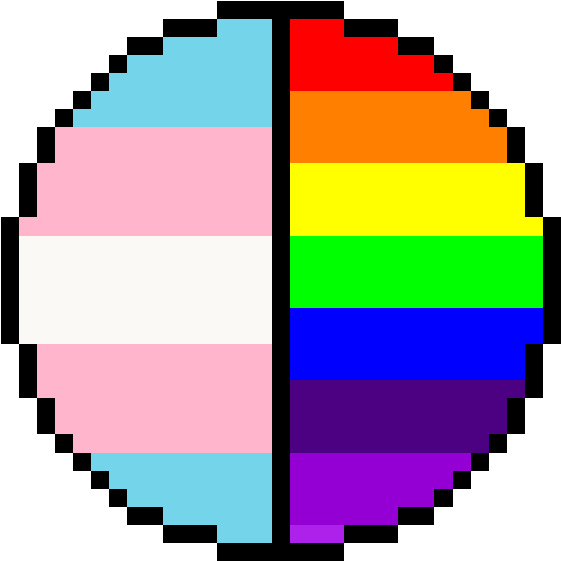 Trans / Gay Pride Colors - Yin Yang Pixel Art (1188x1188), Png Download