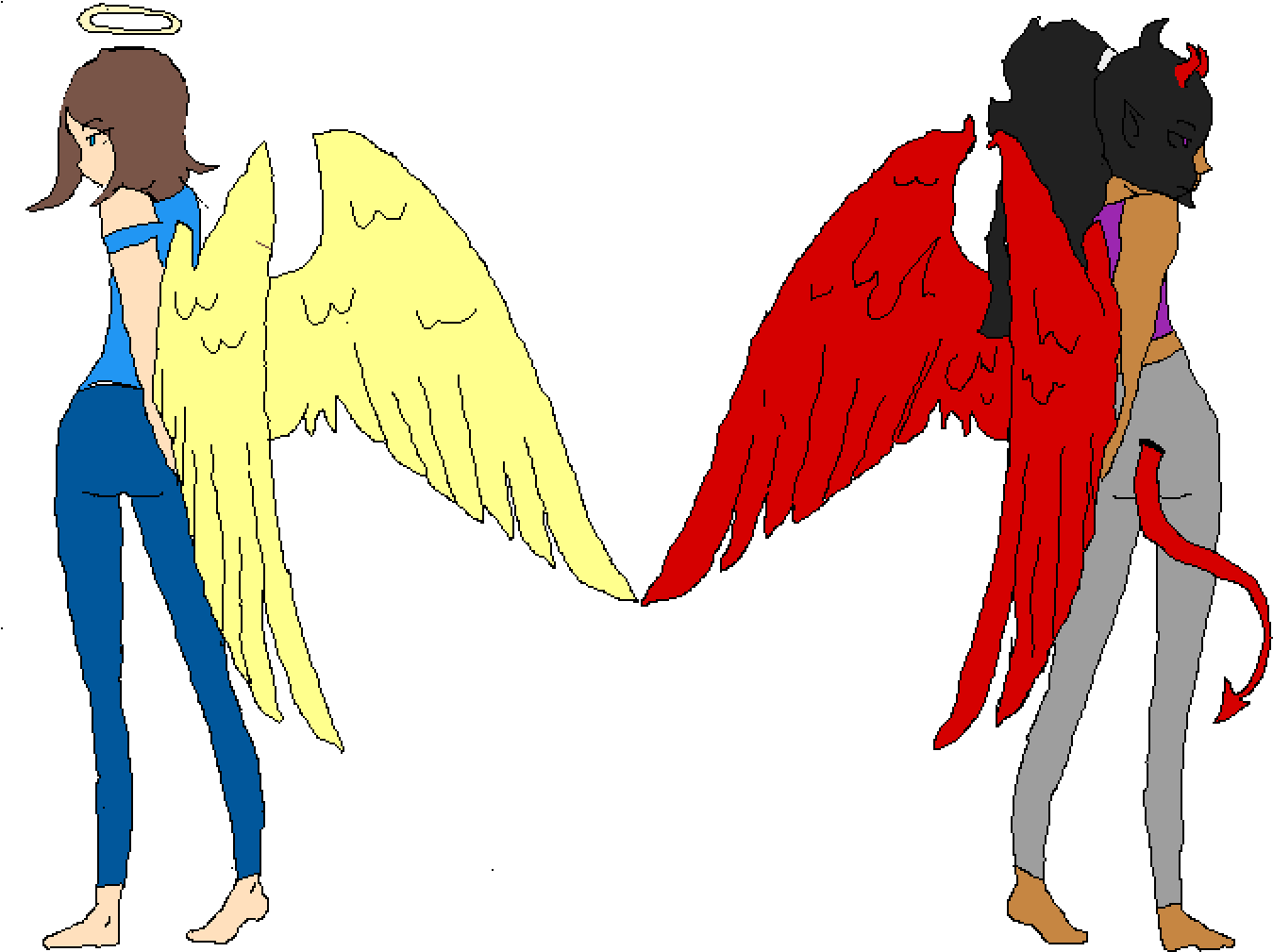 Angel And Devil - Devil (1380x1016), Png Download