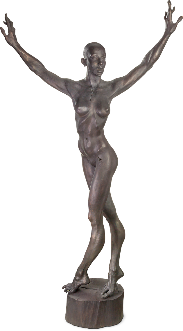 Bronzefigur Nackter Tanz Von Roman Strobl - Step Aerobics (630x1140), Png Download