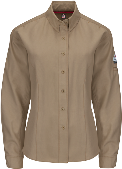 Iq Series® Endurance Women's Long Sleeve Shirt - Women Brown Button Shirt Png (600x600), Png Download
