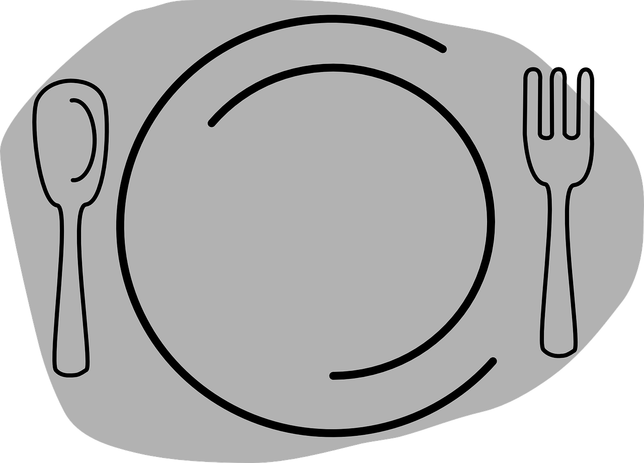 Cutlery, Tools And Utensils, Food And Restaurant, Fork, - Grey Plate Clipart (960x690), Png Download