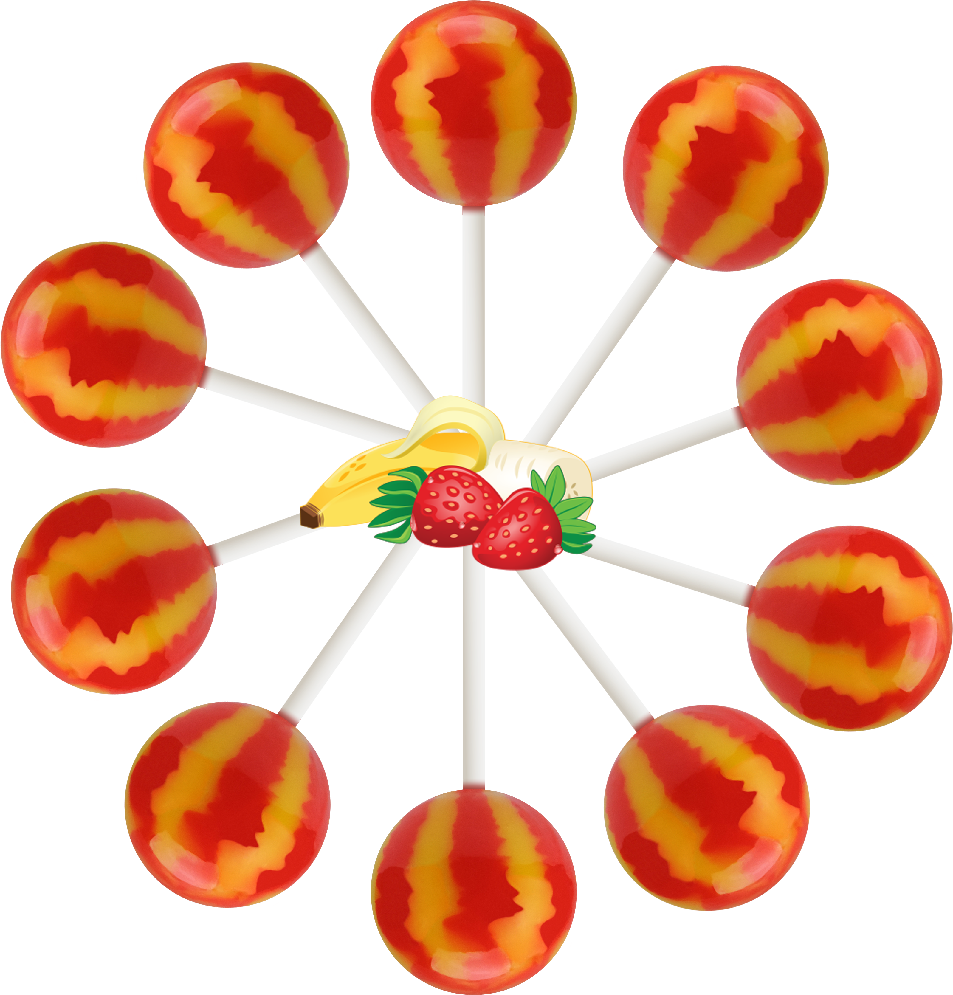 10pc Strawberry Banana V=1510262414 (3600x3600), Png Download