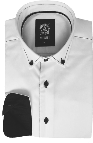 Dress To Impress With This Long Sleeves European Ave21 - White Dress Shirt With Black Stitching (360x480), Png Download