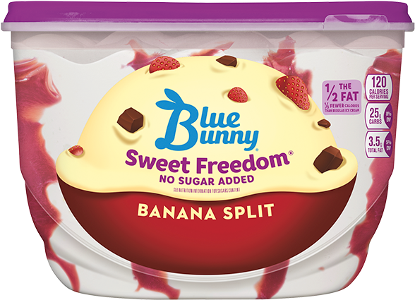 Sweet Freedom Banana Split - Blue Bunny Ice Cream Cherry (600x453), Png Download