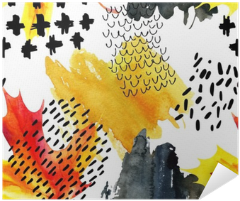 Autumn Watercolor Maple Leaf And Doodle Seamless Pattern - Naturehike Coolmax Multifunction Bandana Headwear Outdoor (400x400), Png Download