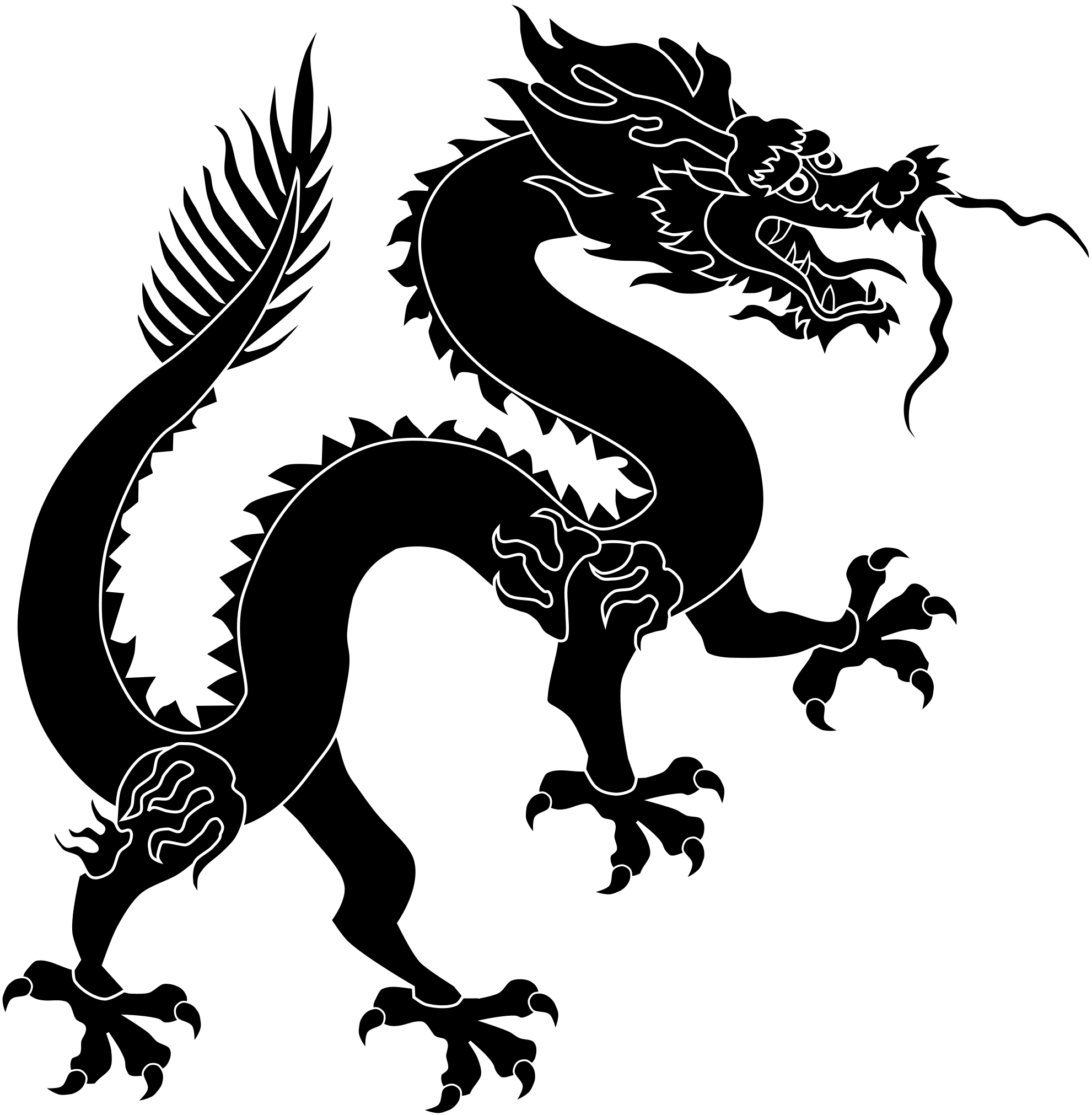 Chinese Dragon - Chinese Dragon Silhouette Png (2000x2040), Png Download