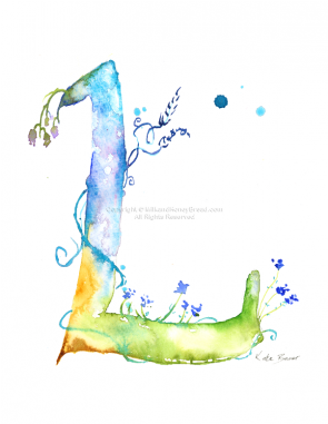 Letter L Watercolor Monogram (380x380), Png Download