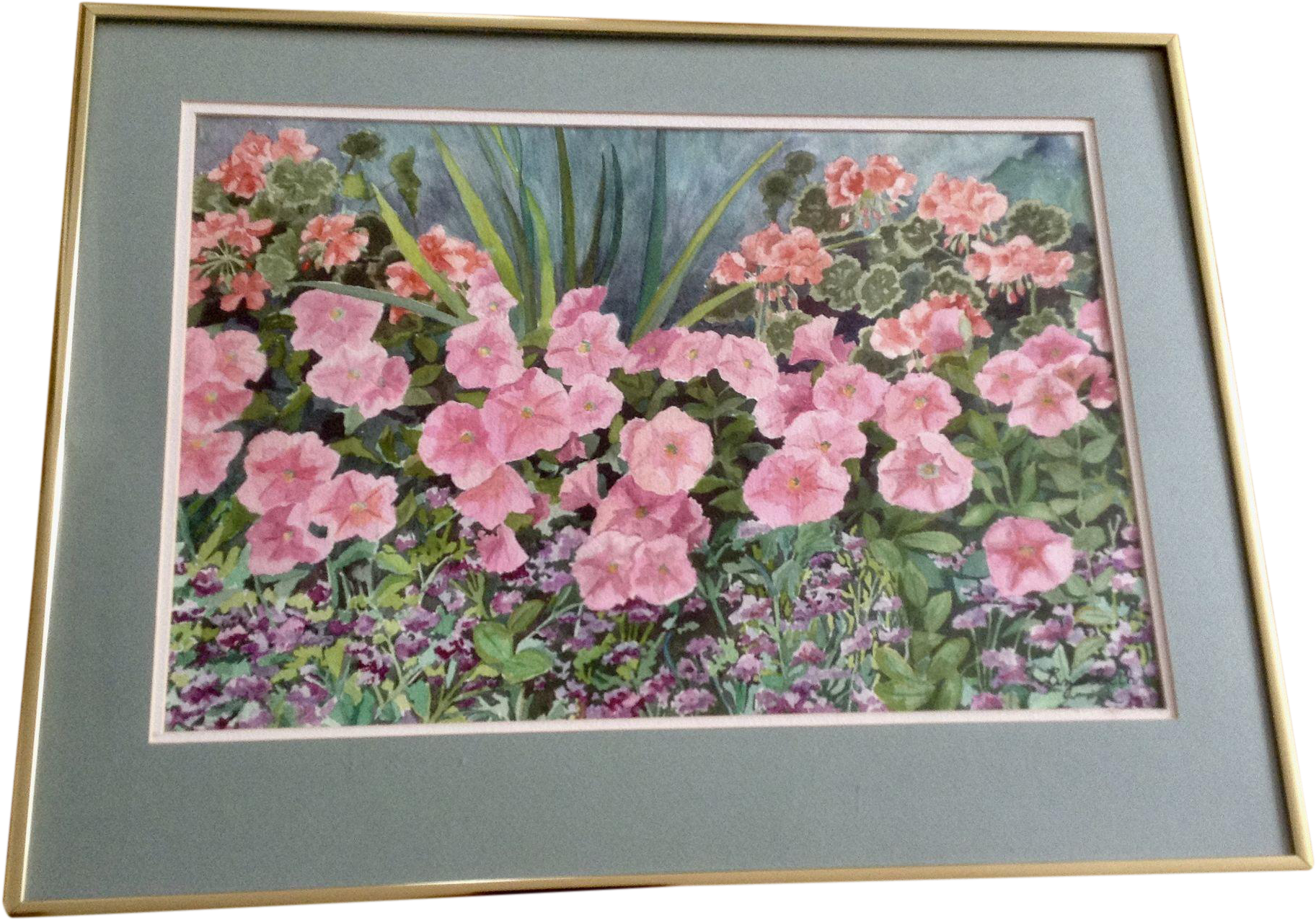 Floral Landscape Pink And Purple Petunia And Geranium - Petunia (1824x1824), Png Download