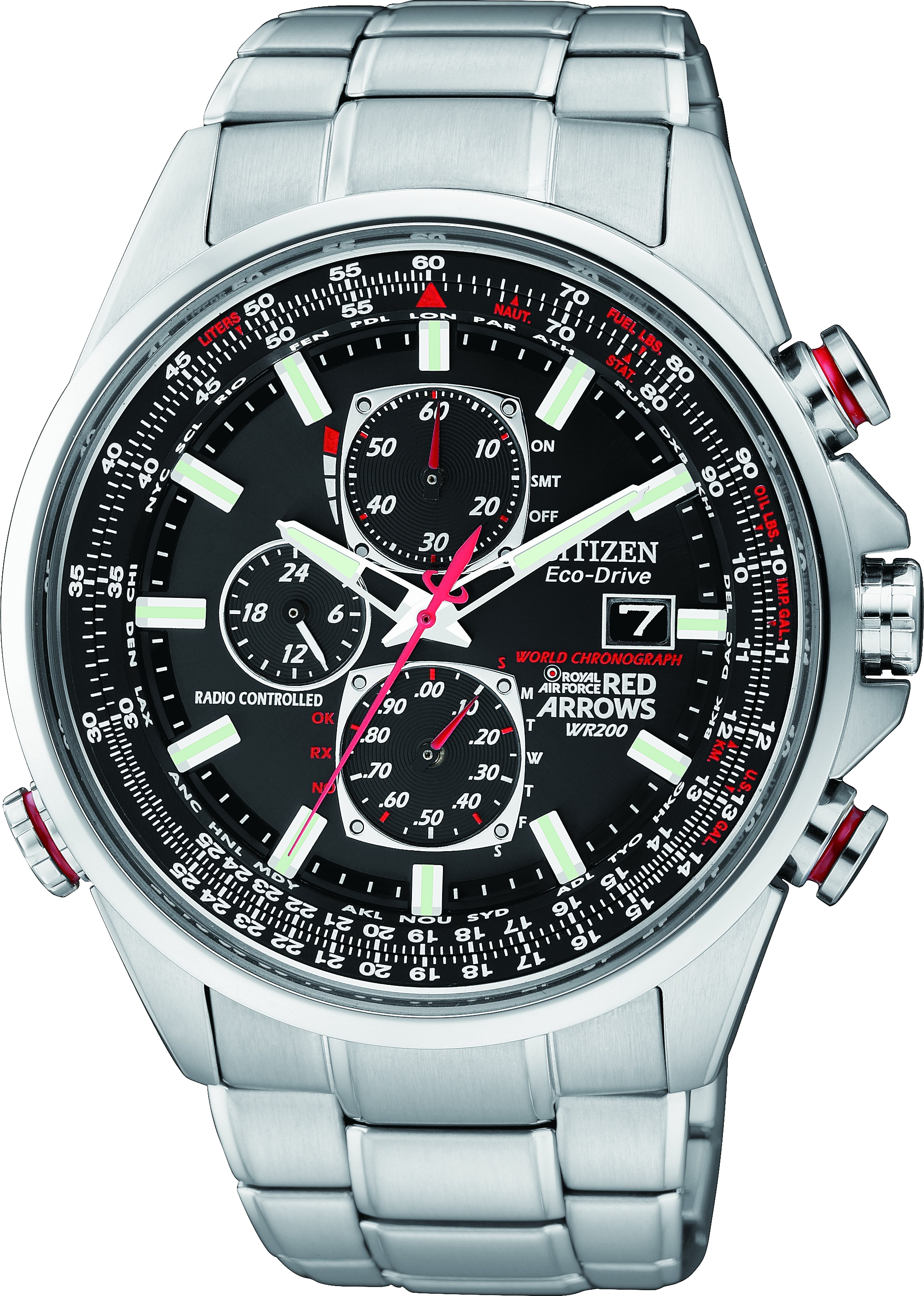 Men's Wrist Band Watch Png Image - Citizen Red Arrows World Chronograph A.t. Eco-drive (2059x2887), Png Download