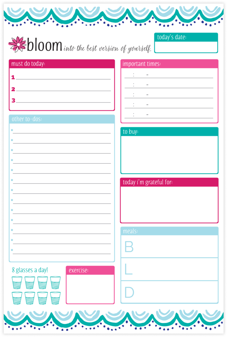 Planning System To-do Pad, Aztec, - Bloom Daily Planners Teal Daily Planning System Pad (800x1199), Png Download