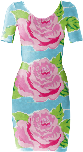 Watercolor Rose- Ocean Bodycon Dress $85 - Garden Roses (400x621), Png Download