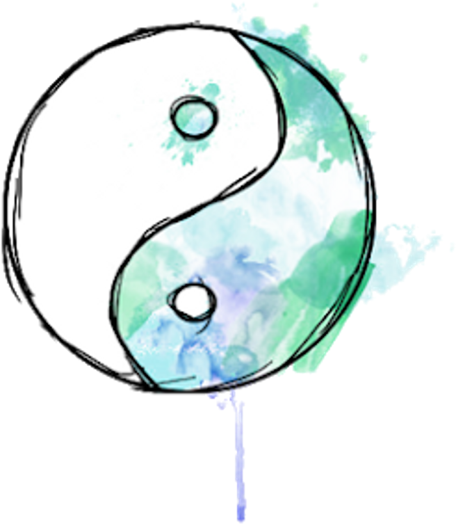 Watercolor Tumblr Aesthetic Aqua Teal Blue Green Quotes - Transparent Icon Yin Yang (1024x1024), Png Download