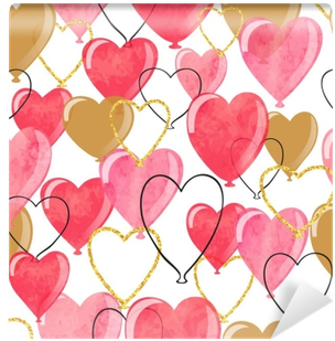 Watercolor Heart Balloons Seamless Pattern - Watercolor Painting (400x400), Png Download