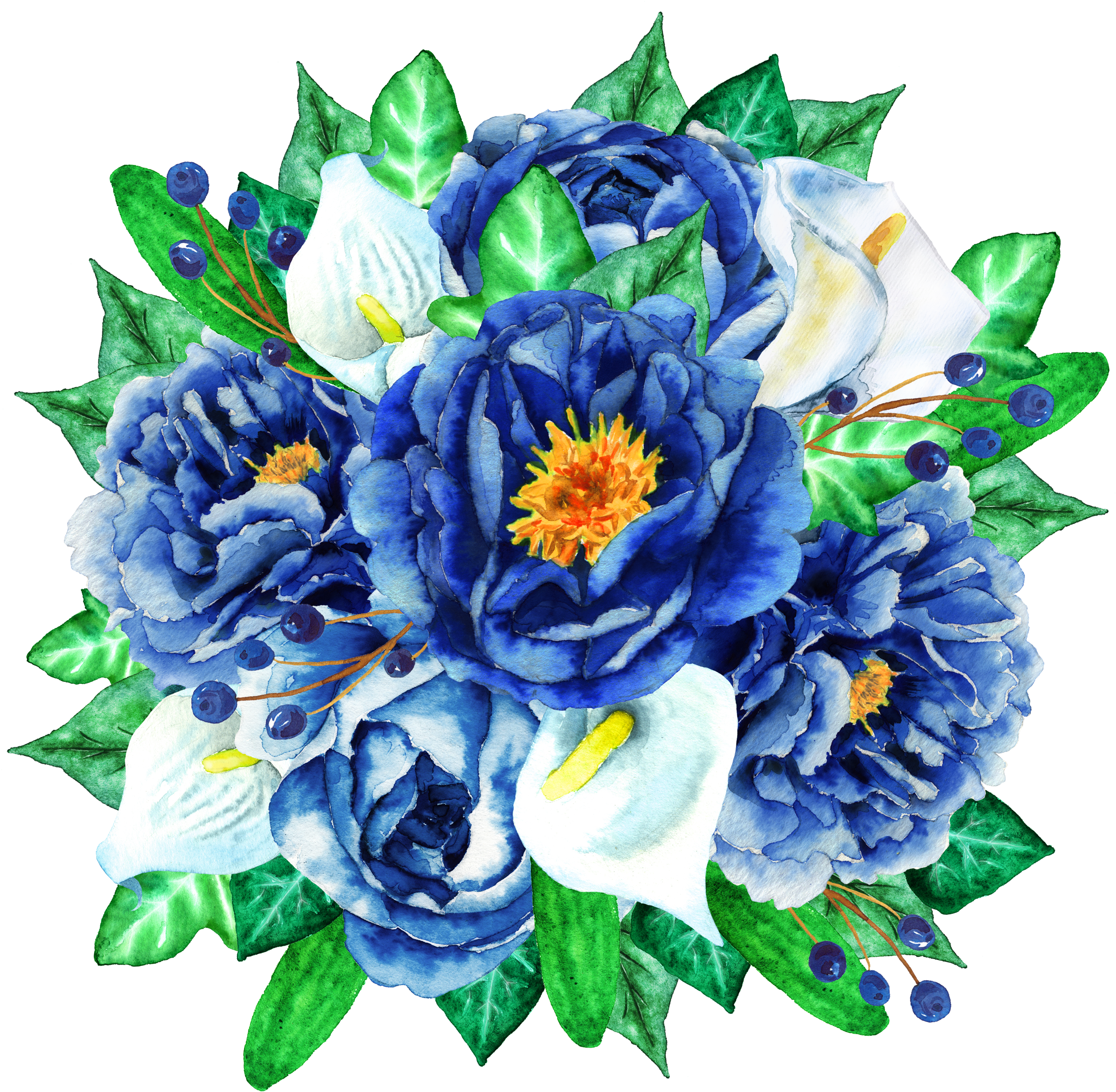 Watercolour Flowers Clip Art (3600x3600), Png Download