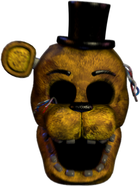 Golden Freddy Head - Fnaf Withered Golden Freddy Head (523x655), Png Download