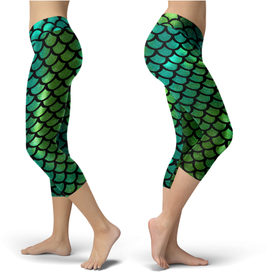Mermaid Tail Green Capris - Xlusion Detroit Flower Football Capris (545x545), Png Download