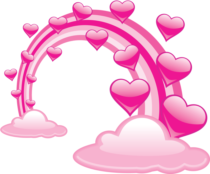 Watercolor Clipart, Rainbow Clipart, Paint Hearts Clipart - Pink Rainbow Png (825x688), Png Download