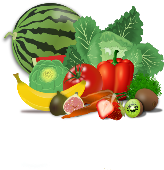 Fruit And Veggies Clipart (576x597), Png Download