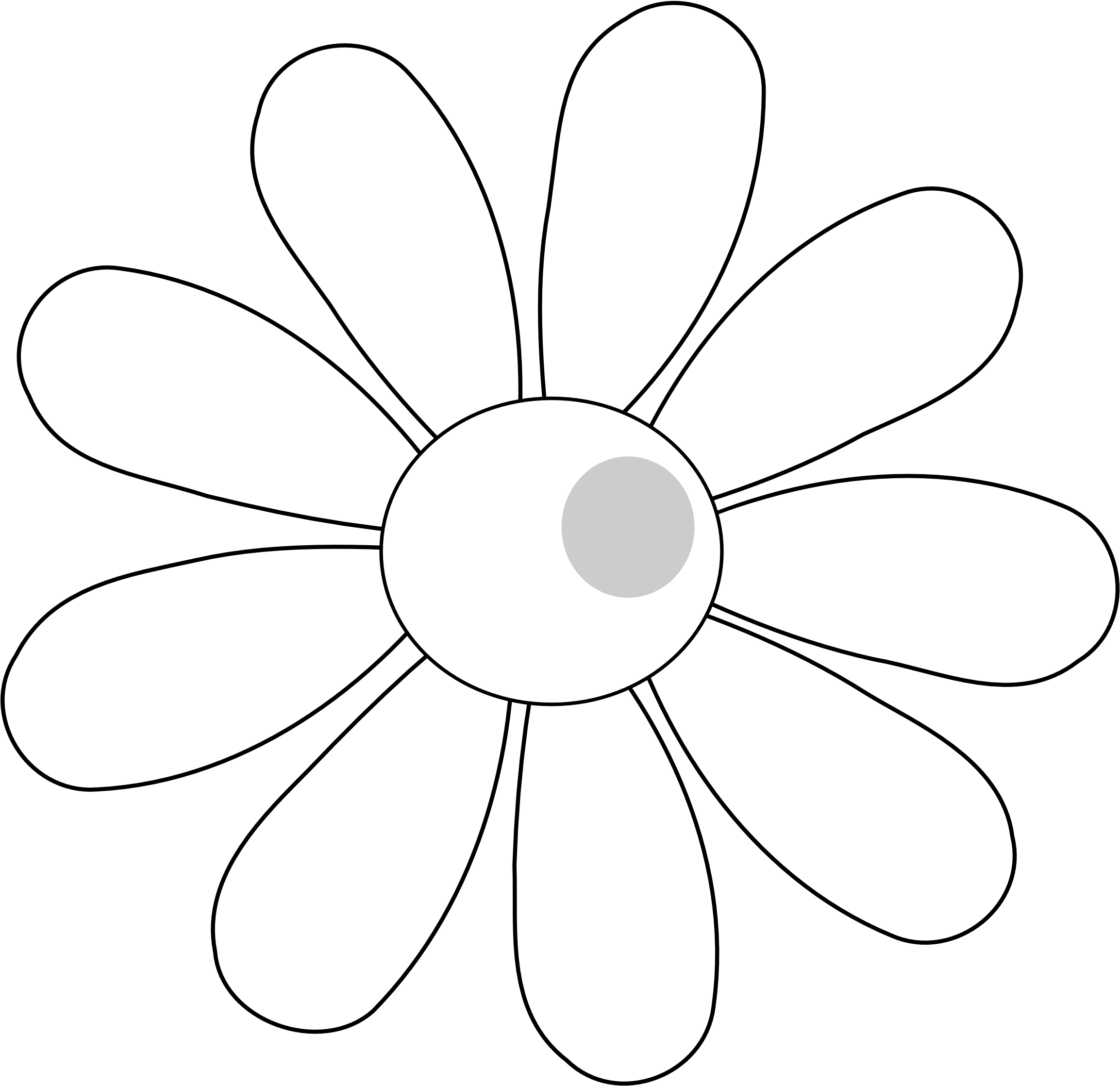 Flower Clipart Outline Png - Clip Art (2427x2313), Png Download
