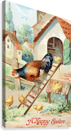 Vintage Easter Greeting Card With Illustration Of Hen - Cartolina Auguri! (277x511), Png Download