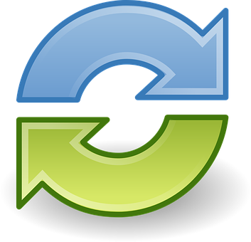 Synchronize Sync Arrows Cycle Recycling Ro - Sync Clipart (353x340), Png Download