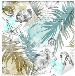 Summer Party Holiday Background, Watercolor Illustration - Concha Do Mar Textura (400x400), Png Download