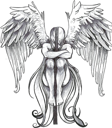 Wings Tattoos Clipart Transparent Background - Angel Tattoo Png (400x454), Png Download