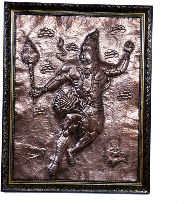 Buy Copper Art Vastu Lord Hanumana With Wooden Frame - Art (912x1368), Png Download