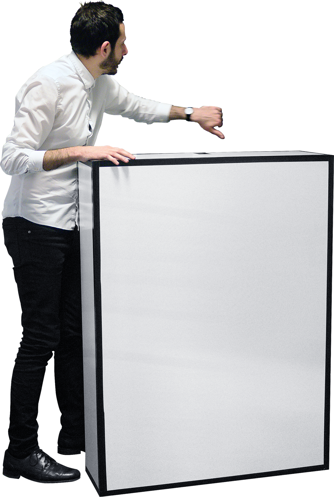#274 L Gently Opens The Door With His Left Hand And (1075x1600), Png Download