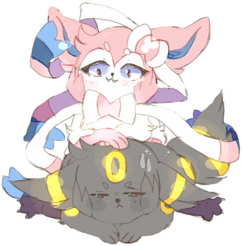Mammal Vertebrate Cartoon Fictional Character Mythical - Pokemon Umbreon And Sylveon (496x497), Png Download
