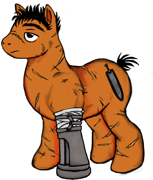 Berserk, Crossover, Guts , Ponified, Safe - Berserk Guts Pony (633x668), Png Download