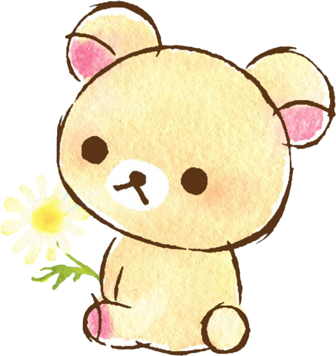 Flower Rilakkuma Spring Sanrio Cute Colorful Handpainte - Flower (667x707), Png Download