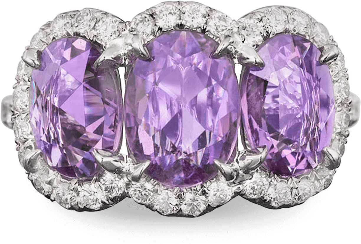 Untreated Purple Sapphire And Diamond Ring - Untreated Purple Sapphire Diamond Platinum Ring (1750x1400), Png Download