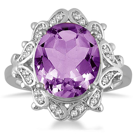 Gemstone Rings - 5 Carat Citrine And Diamond Ring In 10k White Gold (550x550), Png Download
