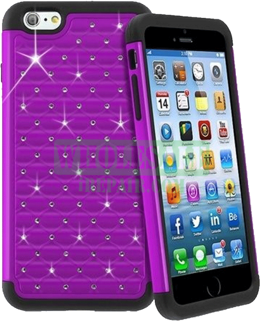 Iphone 6 Purple Diamond Tough Protector Case - Insten Hybrid Case For Apple Iphone 6 Plus - Retail (700x700), Png Download