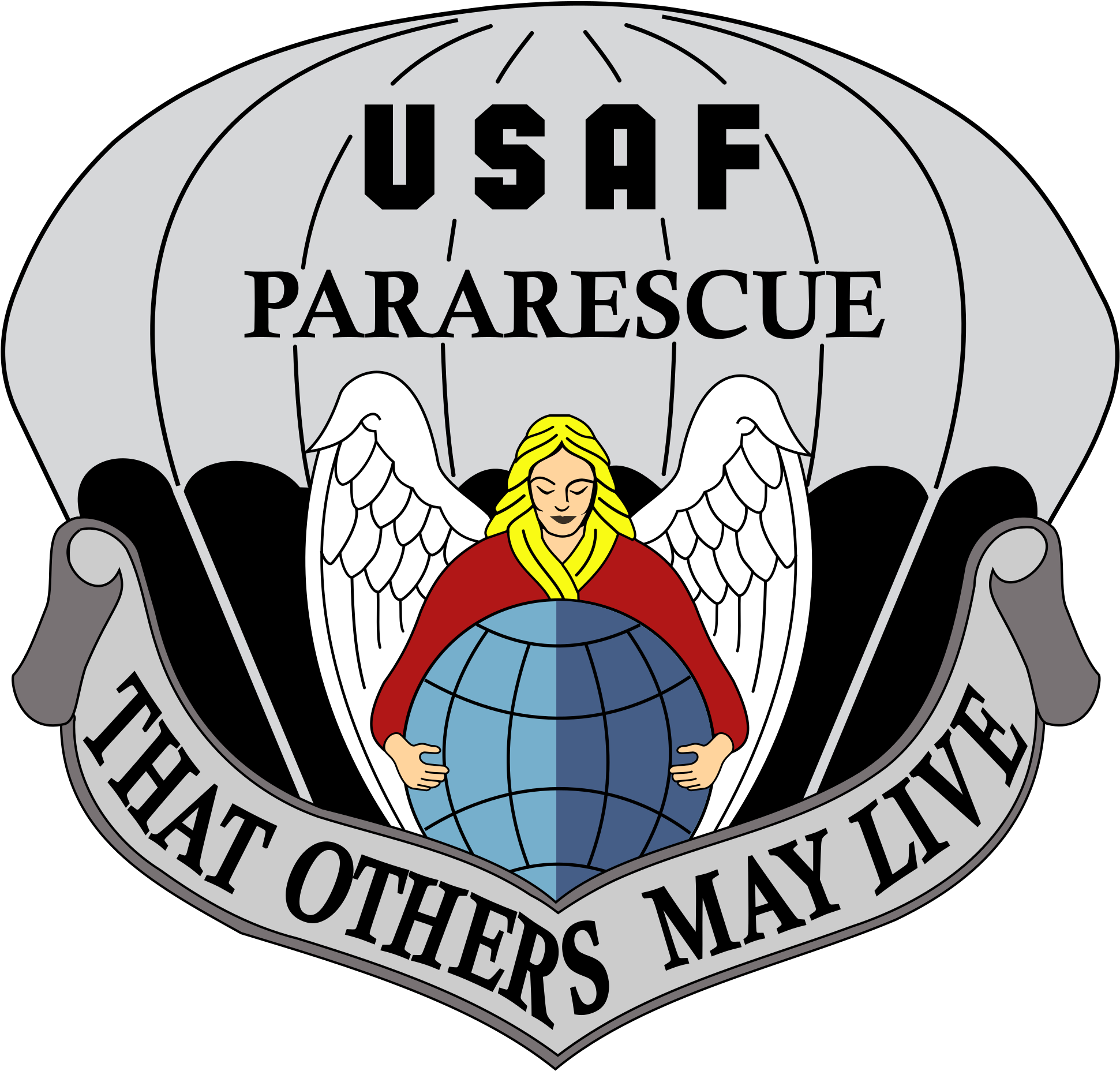 United States Air Force Pararescue Emblem - Pararescue Air Force (2000x1913), Png Download