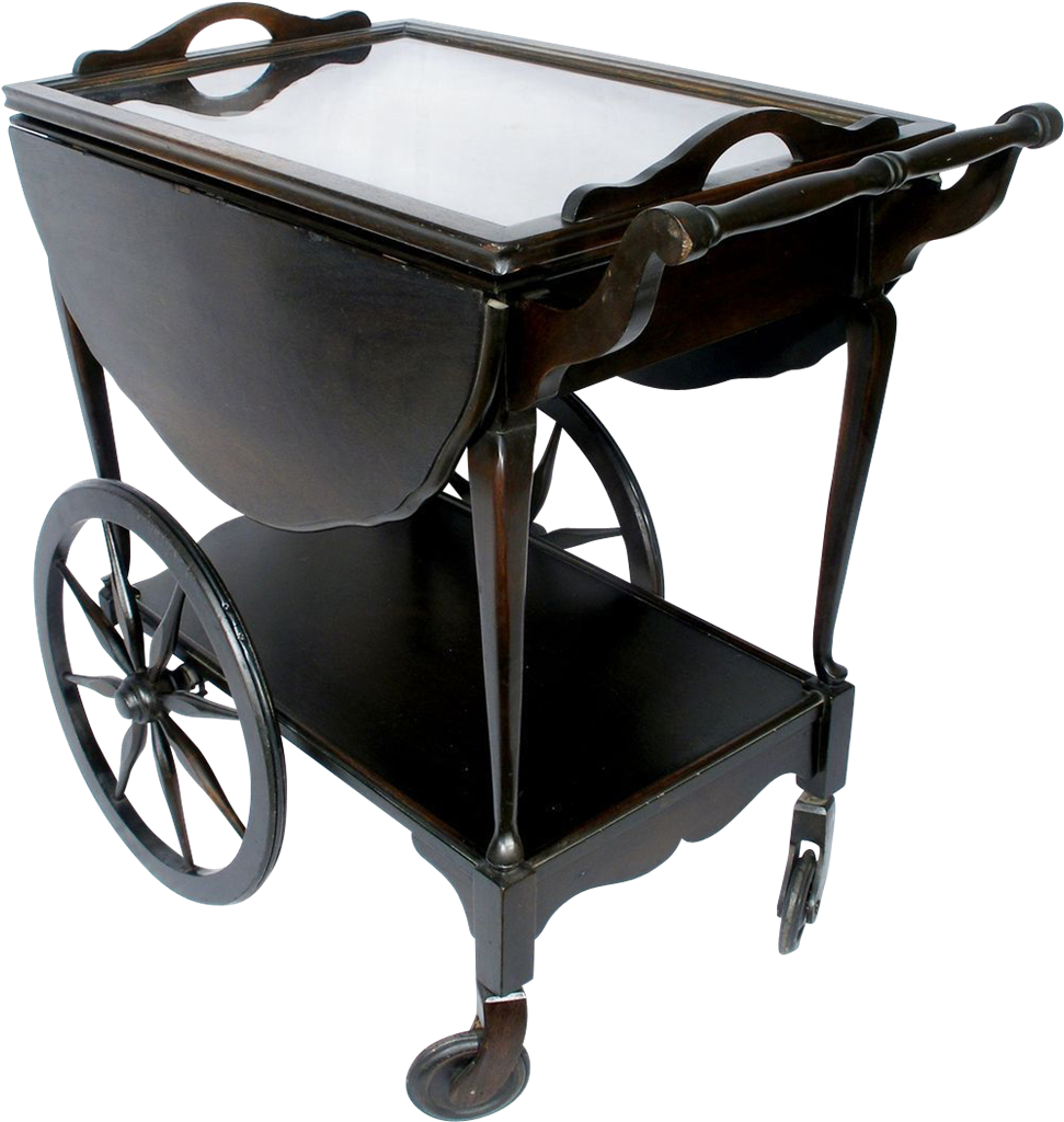 Vintage Mahogany Wagon Wheel Drop Leaf Tea Serving - Drop-leaf Table (1023x1023), Png Download