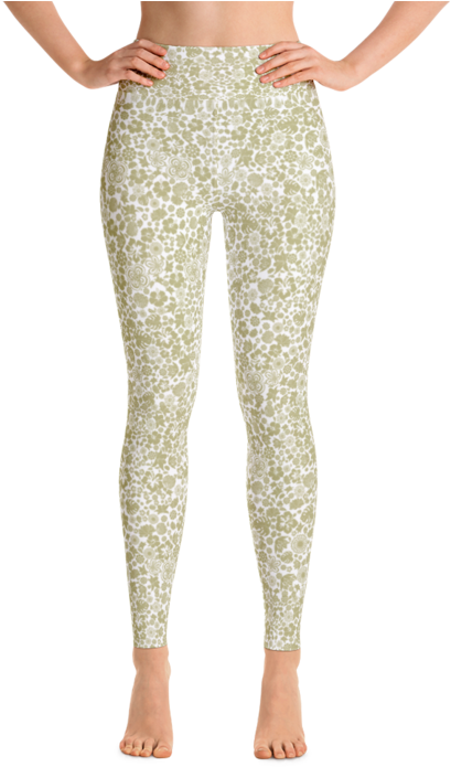 Multiple Flower Pattern On White Yoga Leggings - Yoga Pants Blue (720x720), Png Download