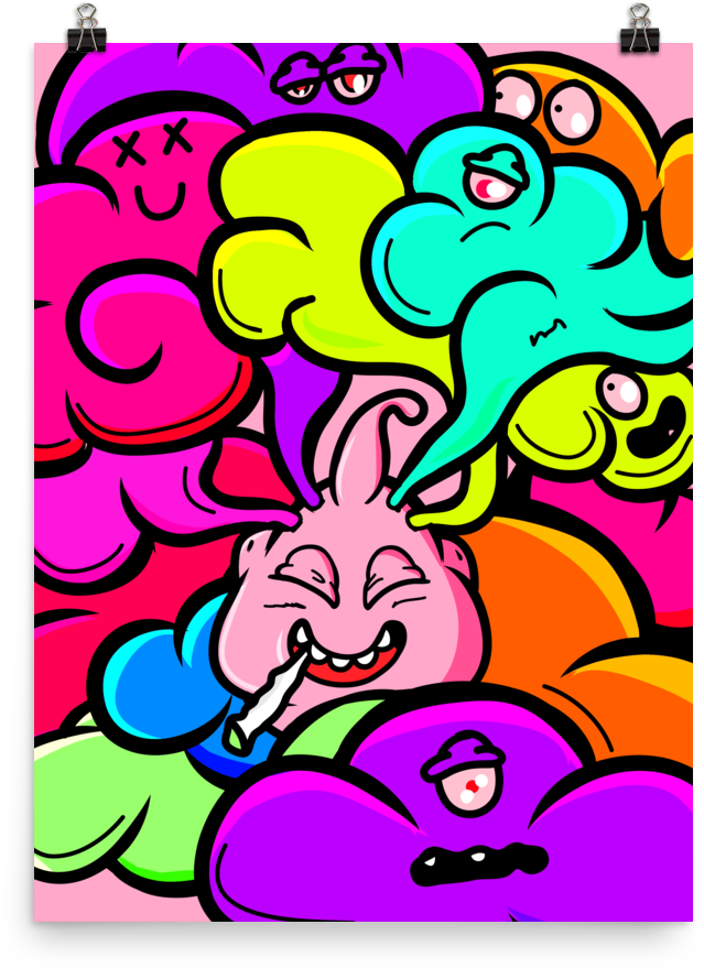 'cloudy Days With Majin Buu' Poster - Poster (1000x1000), Png Download