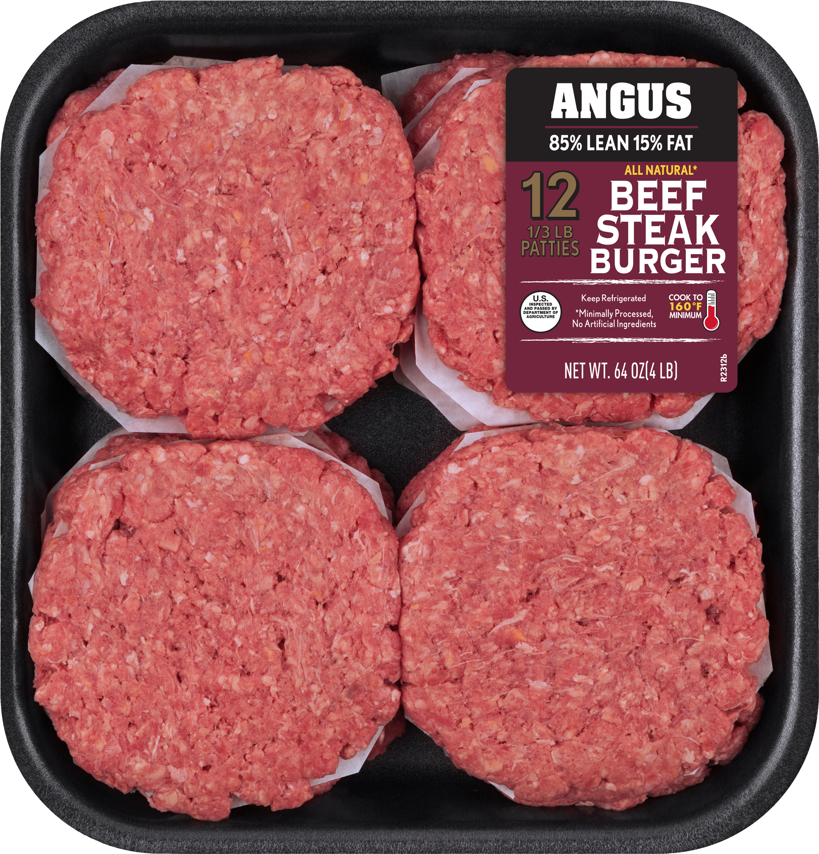 85% Lean/15% Fat, Angus Steak Ground Beef Patties, (3000x3000), Png Download