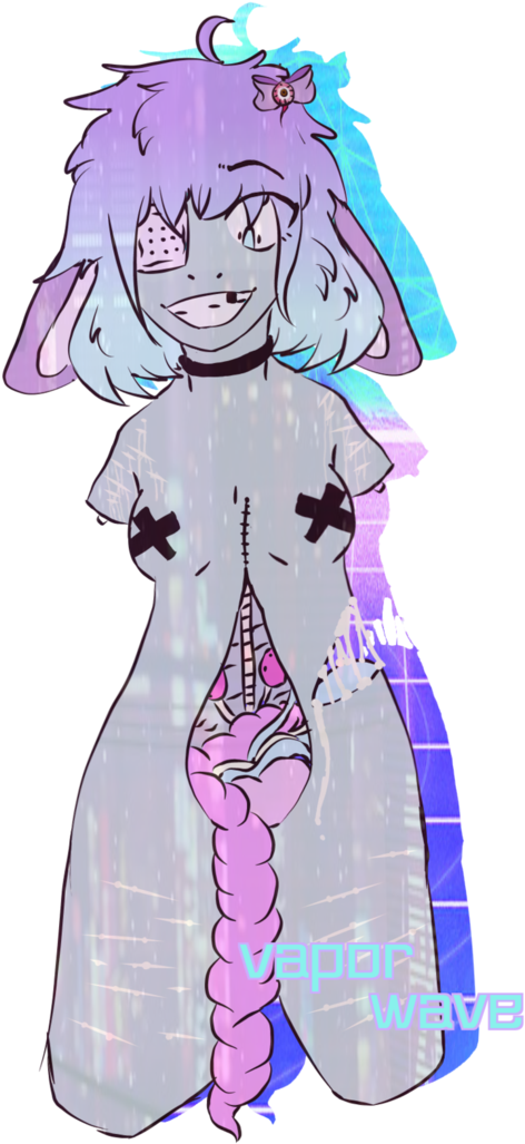By Sugerlemonster On Deviantart - Anime Girl Vaporwave Png (670x1191), Png Download