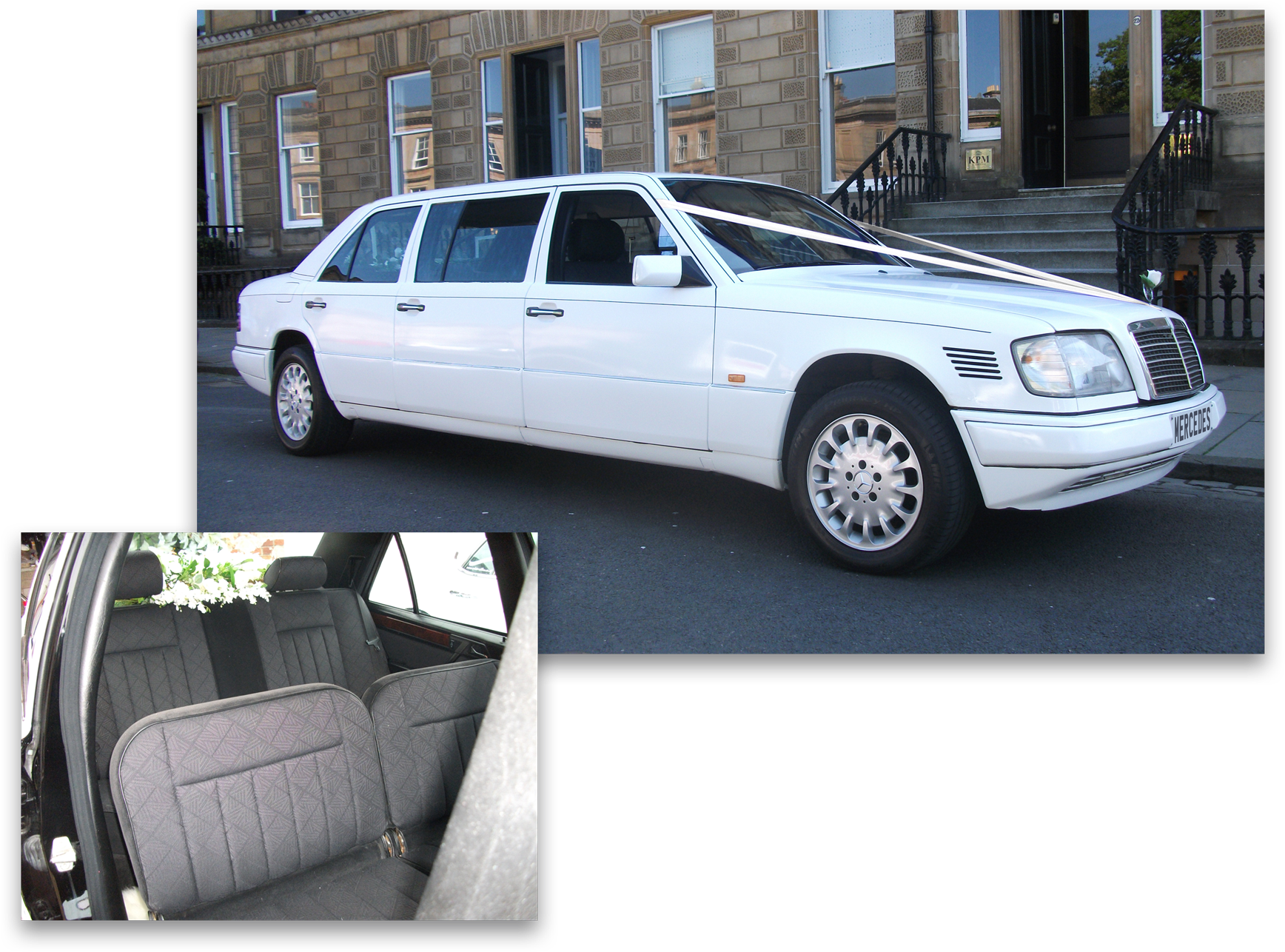White Ribbon Wedding Cars White Mercedes-benz 7 Passenger - White Ribbon Car Wedding (1800x1350), Png Download