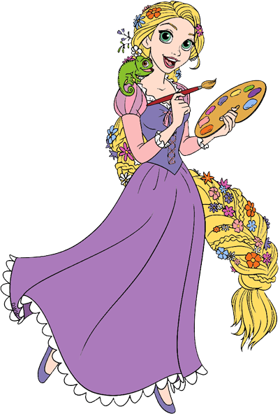 Tangled Clip Art Disney Galore Pascal Painting - Rapunzel (401x595), Png Download