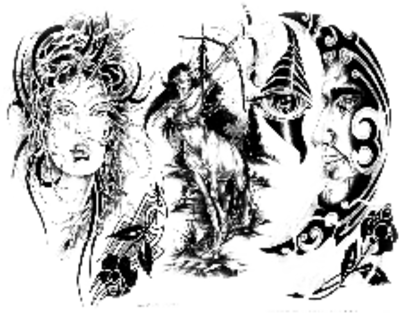 Transparent Tattoo Sleeves - Black And White Tattoo Transparent (400x314), Png Download